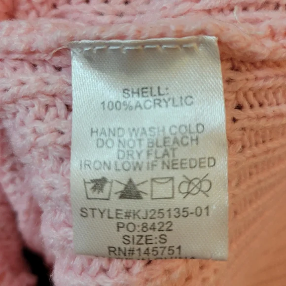 Size S colored knit sweater cardigan Peach Love California pink yellow green - Picture 5 of 5